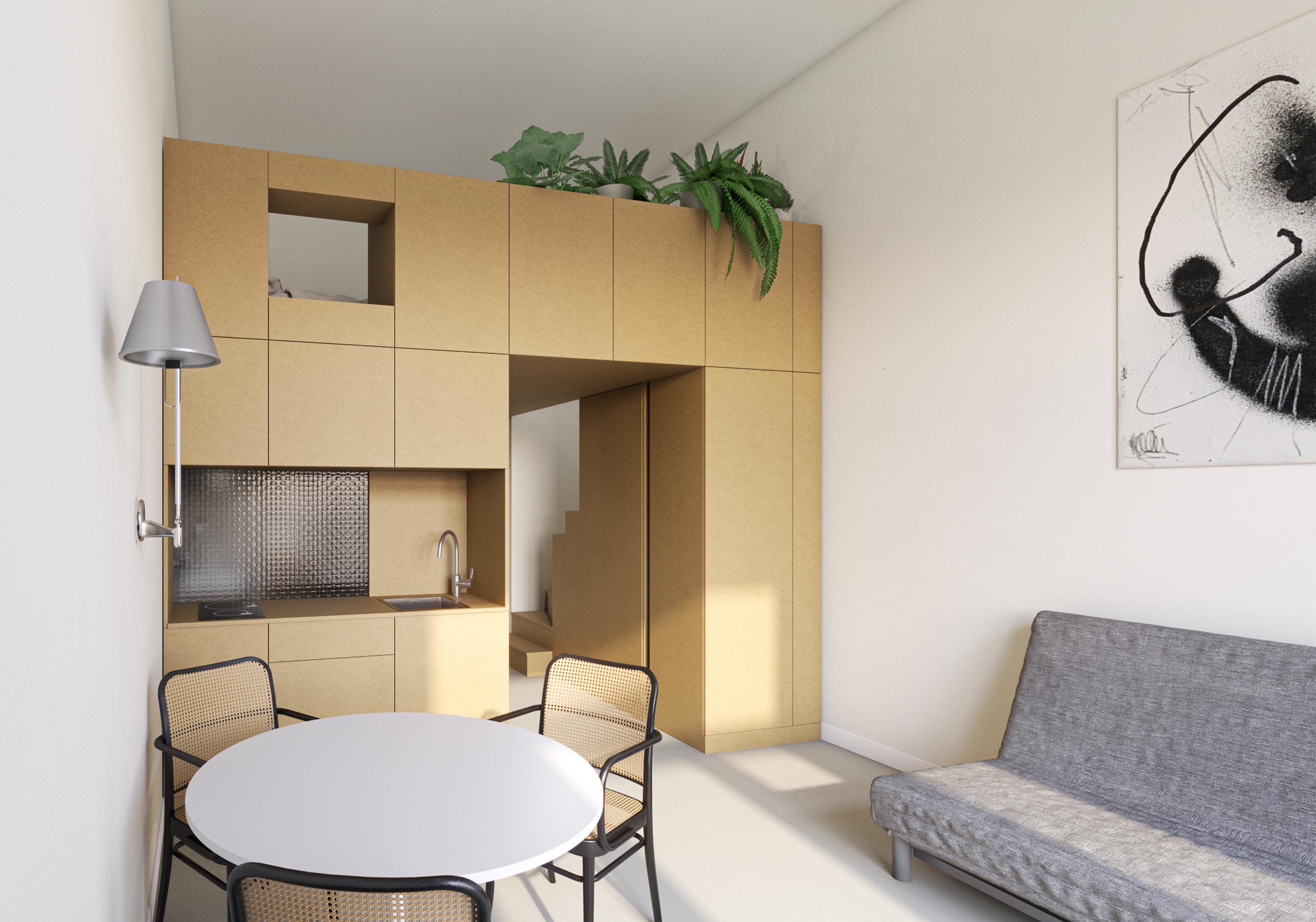 projekt koncepcyjny wnętrza mikromieszkania we Wrocławiu